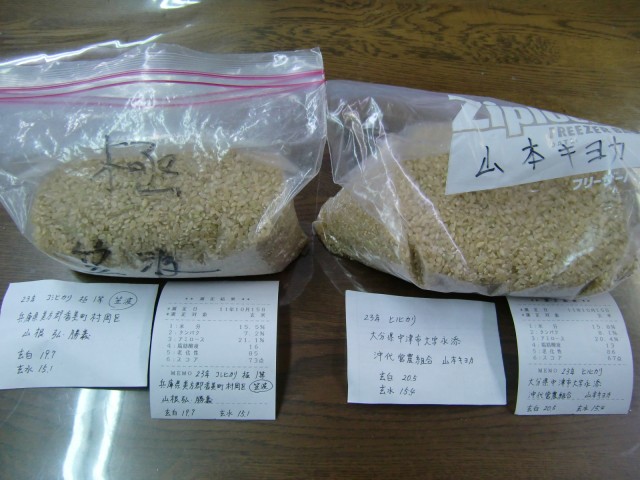 お米　食味試験　食味データ