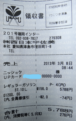 株式会社日食　宇佐美　２０１号線　福岡インター　給油