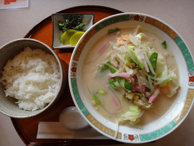 株式会社日食　今日のお昼ごはん　九州道　広川サービスエリア　上り線　ちゃんぽん　ごはんセット