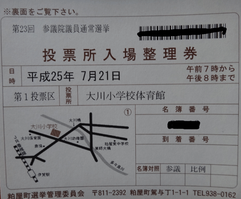 株式会社日食　第２３回参議院議員選挙　投票日