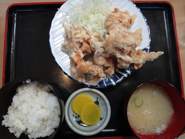 株式会社日食　今日のお昼ごはん　大分県竹田市飛田川天神　天神丸福　とり天Ａ定食