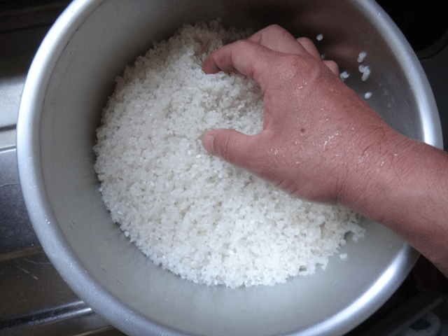 株式会社日食　炊飯試験　洗米