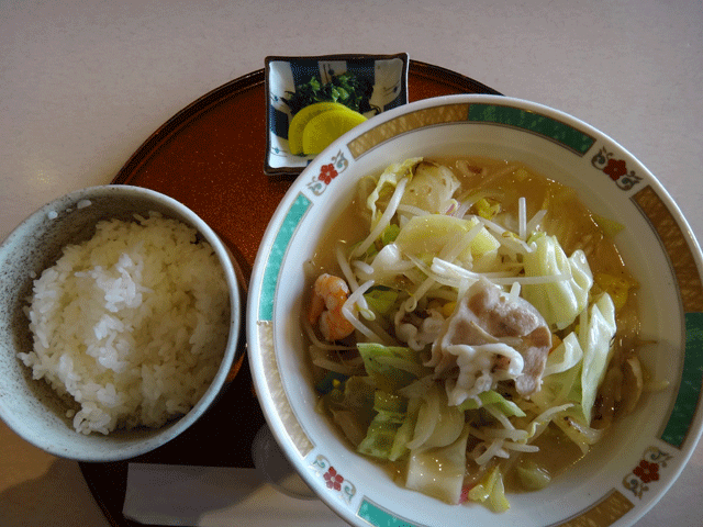 株式会社日食　今日のお昼ごはん　九州道　広川サービスエリア　上り線　ちゃんぽん　ごはんセット