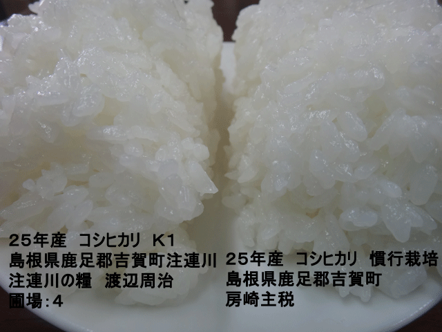 株式会社日食　今日のごはんの試食　２５年産　コシヒカリ　島根県鹿足郡吉賀町