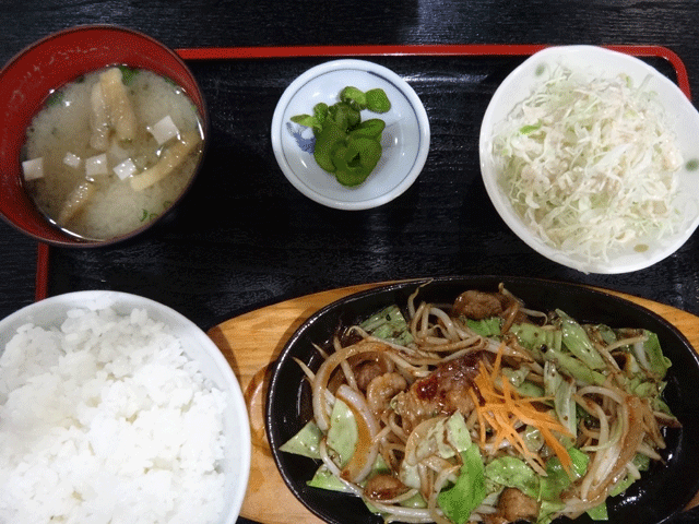 株式会社日食　今日のお昼ごはん　魚膳　福岡県福岡市東区和白東　肉やさい炒め定食　６００円