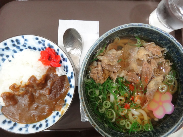 肉うどん　ミニカレー　中国道　王司パーキングエリア（上り線）　晩ごはん　コメショウ